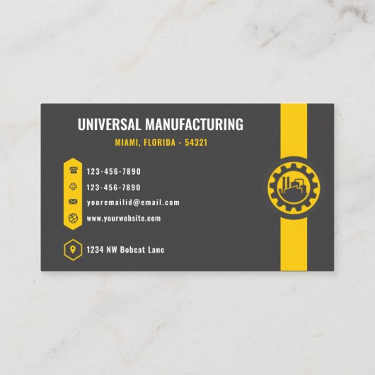 カスタムダークグレーブラックイエロー製造 名刺 (裏面)
