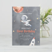 カスタムダークグレーブラック宇宙飛行士宇宙テーマ 招待状 (スタンド正面)