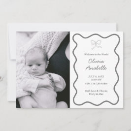 カスタムダークグレーボーウェーブボホコラージュベビー誕生 案内状