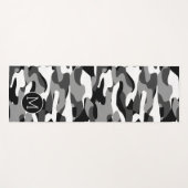 カスタムダークグレー白黒迷彩パターン ヨガマット (正面(横))