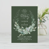 カスタムダークセージ緑の枝分かれフローラ花 招待状 (スタンド正面)