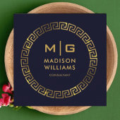 カスタムダークネイビーブルーブラックアンド金ゴールドプロフェッショナル スクエア名刺