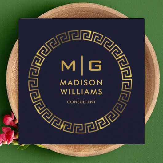 カスタムダークネイビーブルーブラックアンド金ゴールドプロフェッショナル スクエア名刺