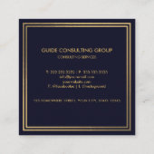 カスタムダークネイビーブルーブラックアンド金ゴールドプロフェッショナル スクエア名刺 (裏面)