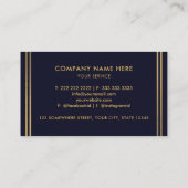 カスタムダークネイビーブルーブラックアンド金ゴールドプロフェッショナル 名刺 (裏面)