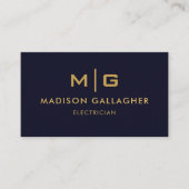 カスタムダークネイビーブルーブラックアンド金ゴールドプロフェッショナル 名刺 (正面)