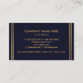 カスタムダークネイビーブルーブラックアンド金ゴールドプロフェッショナル 名刺 (裏面)