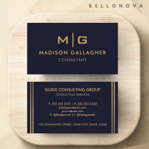 カスタムダークネイビーブルーブラックアンド金ゴールドプロフェッショナル 名刺