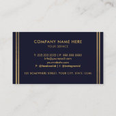 カスタムダークネイビーブルーブラックアンド金ゴールドプロフェッショナル 名刺 (裏面)