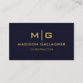 カスタムダークネイビーブルーブラックアンド金ゴールドプロフェッショナル 名刺 (正面)