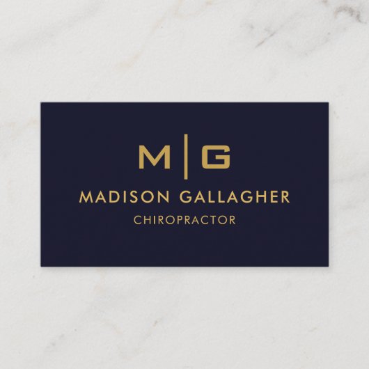 カスタムダークネイビーブルーブラックアンド金ゴールドプロフェッショナル 名刺 (正面)