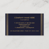 カスタムダークネイビーブルーブラックアンド金ゴールドプロフェッショナル 名刺 (裏面)