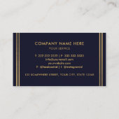 カスタムダークネイビーブルーブラックアンド金ゴールドプロフェッショナル 名刺 (裏面)