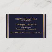 カスタムダークネイビーブルーブラックアンド金ゴールドプロフェッショナル 名刺 (裏面)