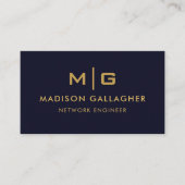 カスタムダークネイビーブルーブラックアンド金ゴールドプロフェッショナル 名刺 (正面)