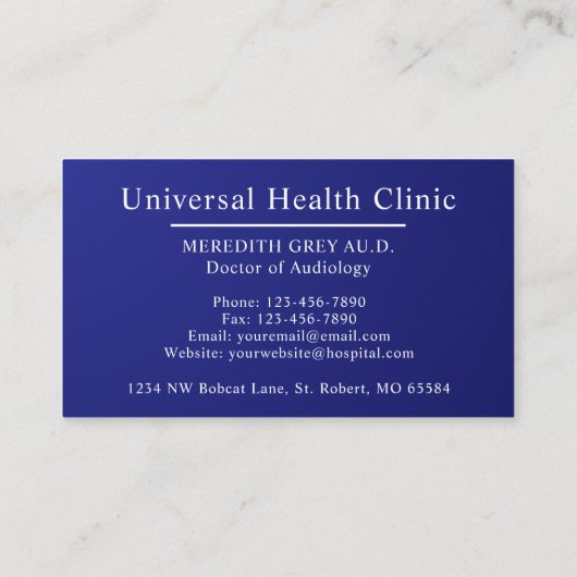 カスタムダークネイビーブルーホワイトドクターファンシー 名刺 (裏面)