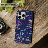 カスタムダークネイビーブルー抽象芸術パターン iPhoneケース