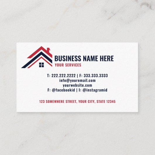 カスタムダークネイビー実在ブルーホワイトエージェント 名刺 (裏面)