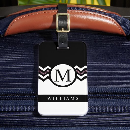 カスタムダークパープルブルーイエローシェブロンパターン ラゲッジタグ (正面インサイチュ2)
