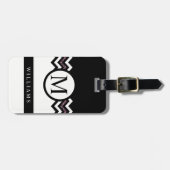 カスタムダークパープルブルーイエローシェブロンパターン ラゲッジタグ (正面横)