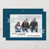 カスタムダークフェイクブルーのシルバースノーフレーク シーズンカード (正面/裏面)