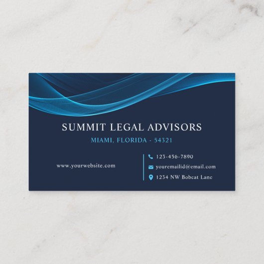 カスタムダークブライトネイビーブルーホワイト法律事務所 名刺 (裏面)