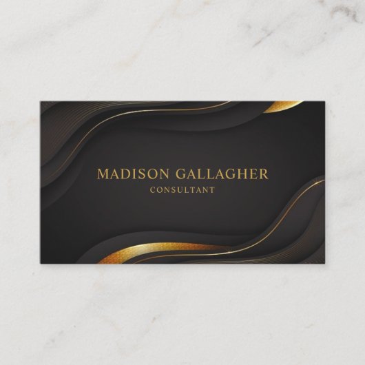 カスタムダークブラウン黒及び金ゴールドプロフェッショナル 名刺 (正面)