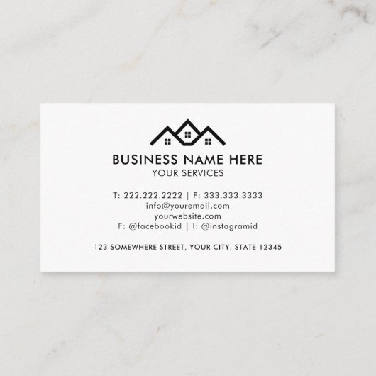 カスタムダークブラック及びホワイト実在エテート代理人 名刺 (裏面)