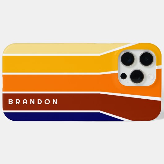 カスタムダークブルーはっきりしたレッドオレンジ白ストライプ Case-Mate iPhoneケース (裏面 (横))