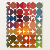 カスタムダークブルーオレンジマゼンタレッドレトロパターン プランナー手帳 (正面)