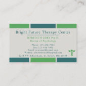 カスタムダークブルーグリーングレードクター&ナース 名刺 (裏面)