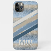 カスタムダークブルーグレイトウペブラウンベージュストライプ Case-Mate iPhoneケース (裏面)