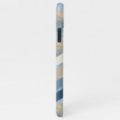 カスタムダークブルーグレイトウペブラウンベージュストライプ iPhoneケース (右側)