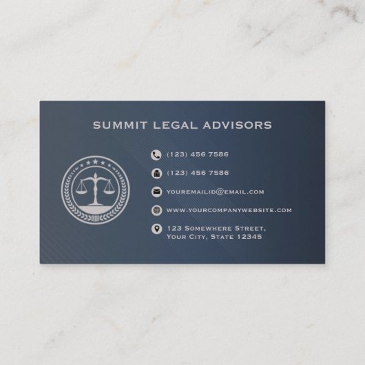 カスタムダークブルーグレーモノグラム法律事務所 名刺 (裏面)