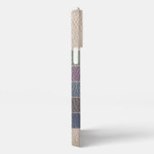 カスタムダークブルーベージュブラウンパープルグリーンストライプ iPhoneケース (右側面)