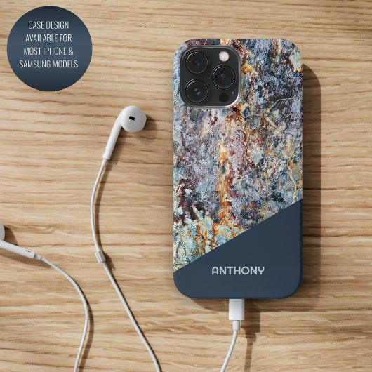 カスタムダークブルーレッドタンブラック大理石パタフェイクーン Case-Mate iPhoneケース