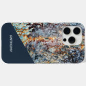 カスタムダークブルーレッドタンブラック大理石パタフェイクーン Case-Mate iPhoneケース (裏面 (横))