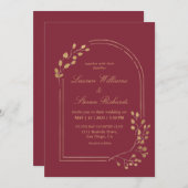 カスタムダークレッドマルーヌユーカリ離れス 招待状 (正面/裏面)