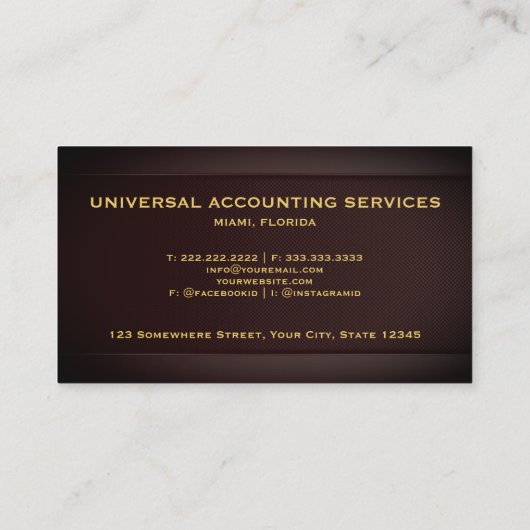 カスタムダークレッドマルーン金ゴールドファイナンスプロフェッショナル 名刺 (裏面)