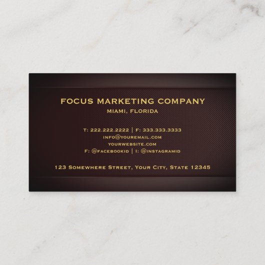 カスタムダークレッドマルーン金ゴールドマーケティングプロフェッショナル 名刺 (裏面)