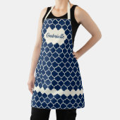カスタムダーク航海のブルーアイボリートレリス模様 エプロン (インサイチュ)
