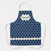 カスタムダーク航海のブルーアイボリートレリス模様 エプロン (正面)