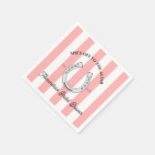 カスタムダービーシャワーピンクカバナストライプスホースシュー スタンダードカクテルナプキン (角)