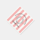 カスタムダービーパーティーピンクカバナストライプスホースシュー スタンダードカクテルナプキン (角)