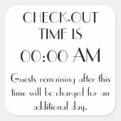 カスタムチェックアウト時間記号 スクエアシール (正面)