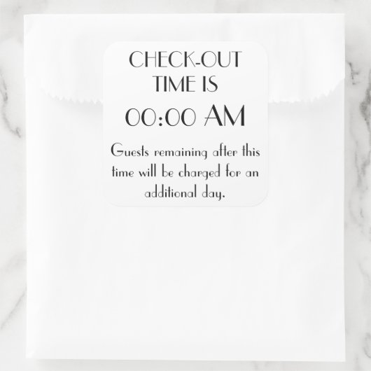 カスタムチェックアウト時間記号 スクエアシール (バッグ)