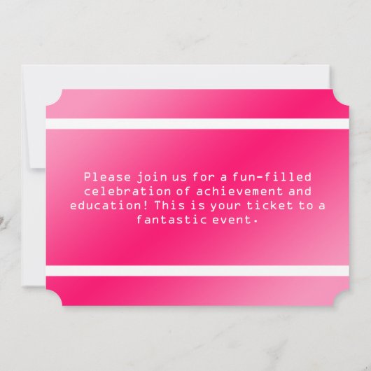 カスタムチケットピンク誕生日パーティー入場券 招待状 (裏面)