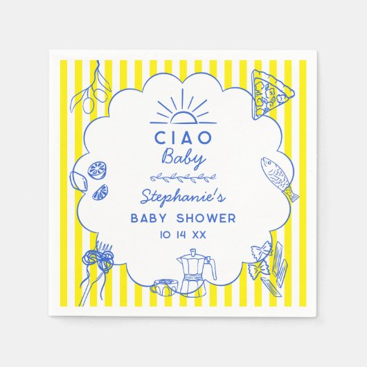 カスタムチャオベビーイタリアンをテーマにしたベビーシャワーデコール スタンダードカクテルナプキン (正面)