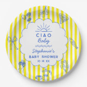 カスタムチャオベビーイタリアンをテーマにしたベビーシャワーデコール ペーパープレート (正面)