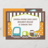 カスタムチュガトレインバースデーパーティーの招待 招待状 (正面/裏面)